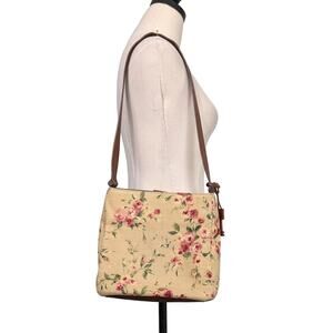 Fossil Bag Purse Yellow Floral Pink Leather Vintage Y2K Rose Cottage Grunge